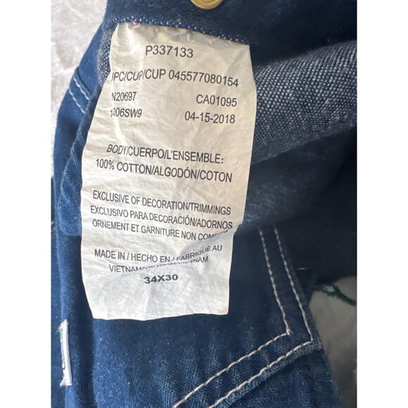 Liberty Denim Overalls Men’s 34x30 Blue Jean Bib Workwear Carpenter Pockets - Picture 7 of 9